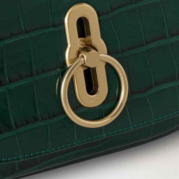 Mulberry Small Amberley Satchel Emerald Shiny Croc